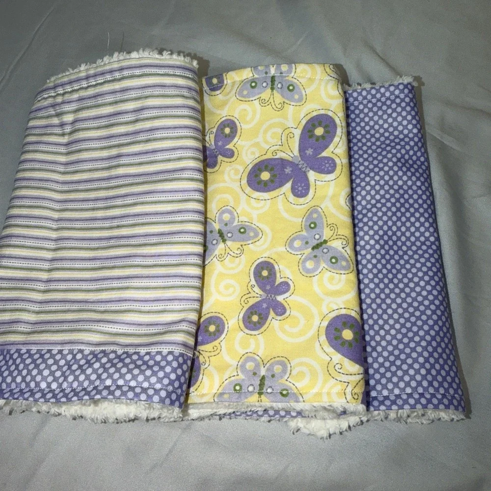 Handcrafted Baby Burp Cloths Cotton & Organic  Chenille Setof 3 Super Absorbent